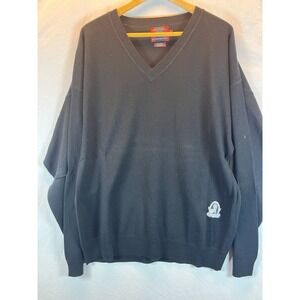 Byron‎ Nelson Eleven Straight 2XL V-neck Silk Cotton Black Sweater Pelican Logo